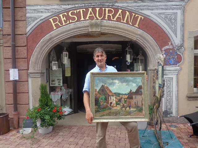 Philippe Velten et un tableau de Luc Hueber © GP
