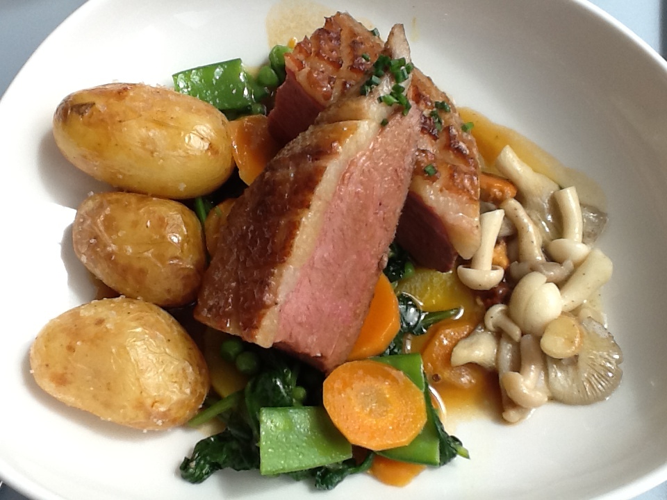 Filet de canette, légumes croquants et jus corsé © SK