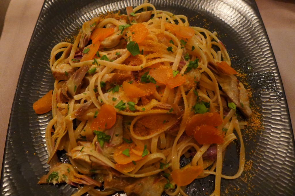 Linguine artichaut et poutargue © GP