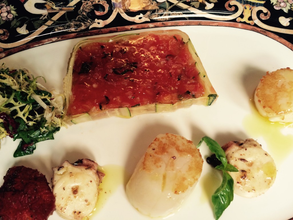 Terrine de tomate, poulpe et saint-jacques © GP
