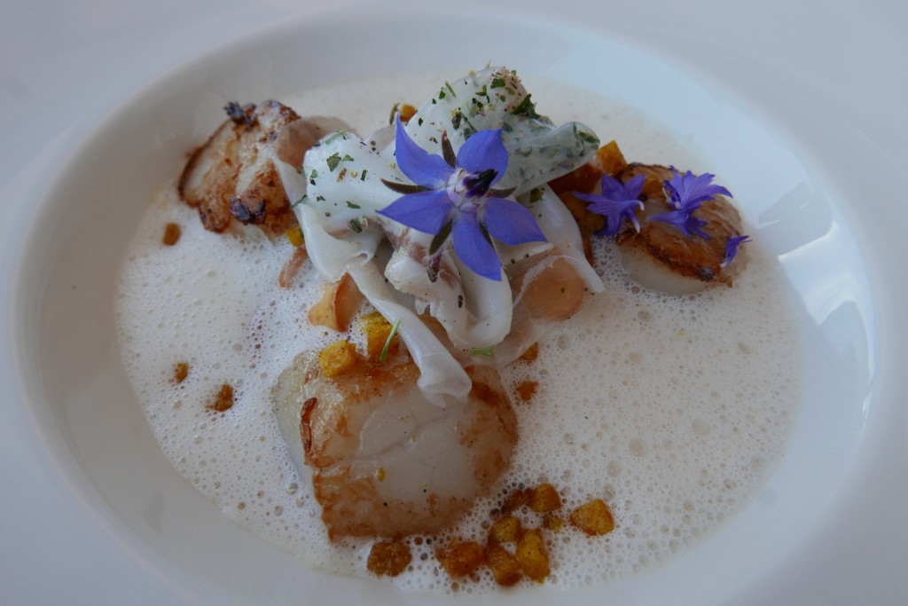 Saint-jacques, polenta, lard de Colonnata © GP