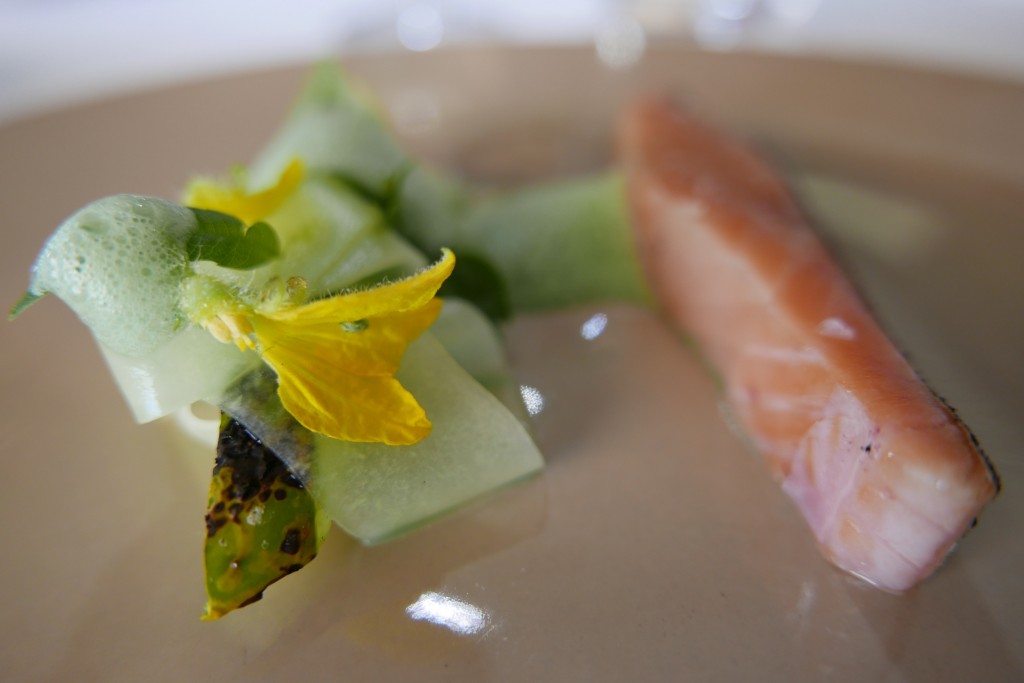 Truite de mer, concombre et verveine © GP