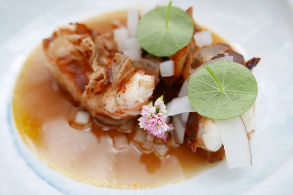 Langoustine et feuille de blé noir © GP