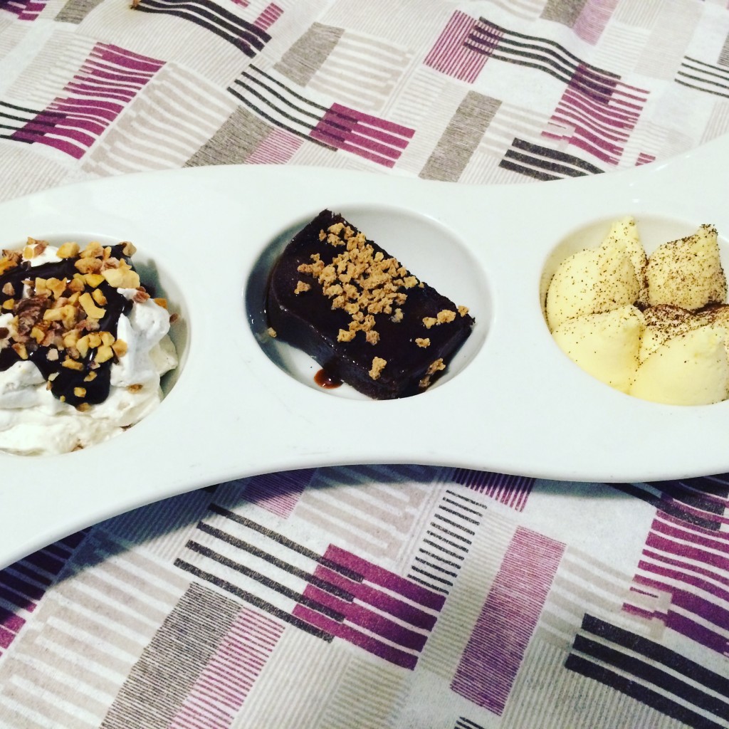 Sabayon, boudin au chocolat, crème au touron © GP