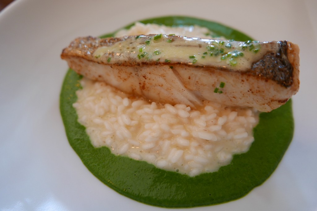 Lieu jaune risotto au riz Arborio crème d'épinard © GP