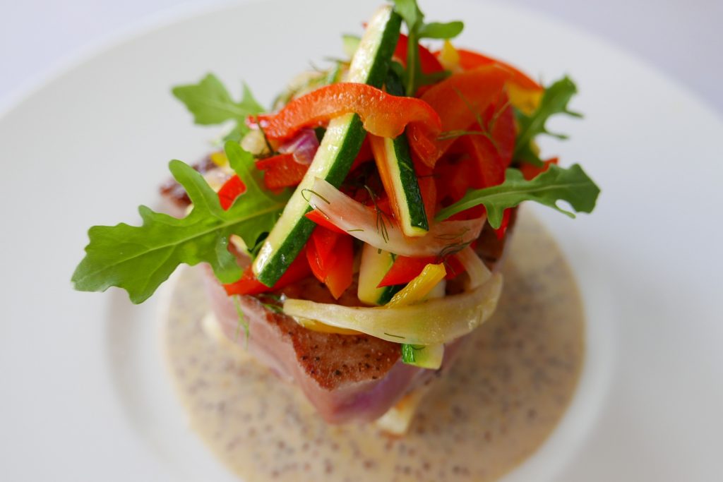 Thon sauce moutarde et poivrons © GP