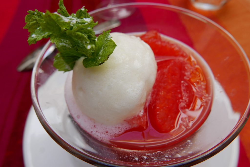 Salade d'orange, sorbet menthe © GP